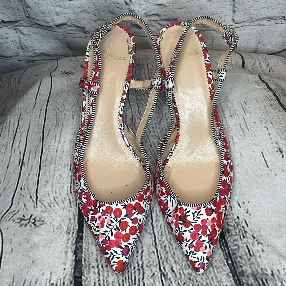J Crew Liberty of London Colette kitten heels slingback floral size 8 Wiltshire